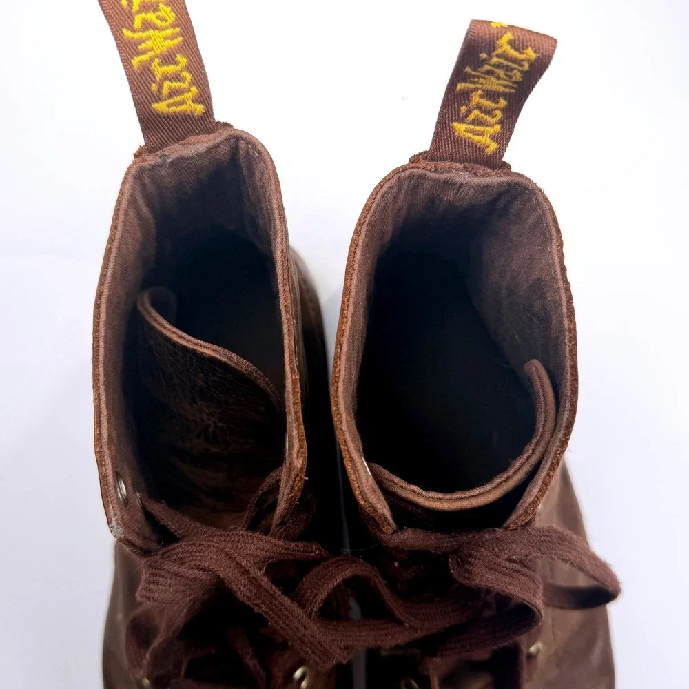 Dr. Martens Tobias Boots Mens 9 Womens 10 Brown Leather Lace Up Combat AW004